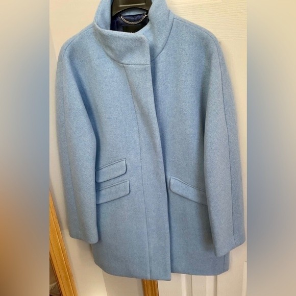 NEW J Crew Cocoon Italian Stadium Cloth Wool Coat in Heather Blue Size 14 NWT - Picture 5 of 7